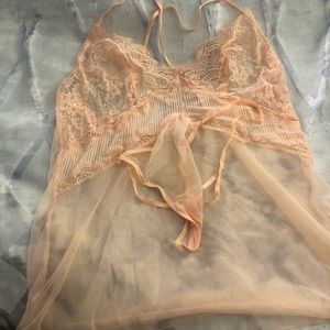 Victoria Secret peach lace lingerie with thong